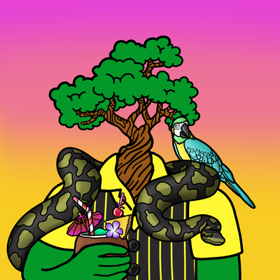 Drinking Trees #0004 — Lorne, a Bonsai drinking Coconut Cocktail.